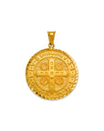 Saint Benedict Medal Real 14K Solid Gold San Benito Medallion Pendant