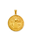 Saint Benedict Medal Real 14K Solid Gold San Benito Medallion Pendant