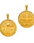 Saint Benedict Medal Real 14K Solid Gold San Benito Medallion Pendant