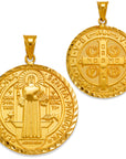 Saint Benedict Medal 14K Solid Yellow Gold San Benito Medallion Protection Pendant Two Sided, Men Women Religious Jewelry, San Benito Pendant, 14K Gold Pendant, 14K Real Gold Pendant, 14K Gold Charm, Saint Benedict Pendant, San Benito Medalla, St Benedict Medal, Catholic Jewelry, San Benito Charm