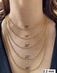 10K-14K Yellow Real Gold Olympia Twisted Link Chain Necklace