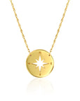 14k solid yellow gold compass necklace for sale