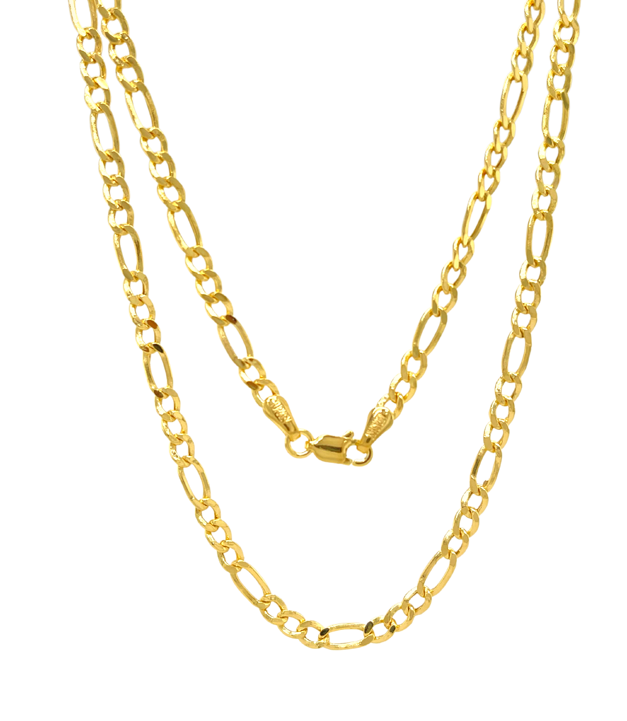 14K Real Gold Figaro Link Chain Necklace For Men Women – JewelHeart