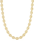 Real 14K Solid Gold Puffed Mariner Anchor Link Chain Necklace
