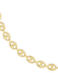 Real 14K Solid Gold Puffed Mariner Anchor Link Chain Necklace