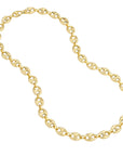 Real 14K Solid Gold Puffed Mariner Anchor Link Chain Necklace
