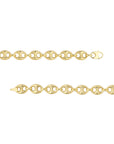 Real 14K Solid Gold Puffed Mariner Anchor Link Chain Necklace