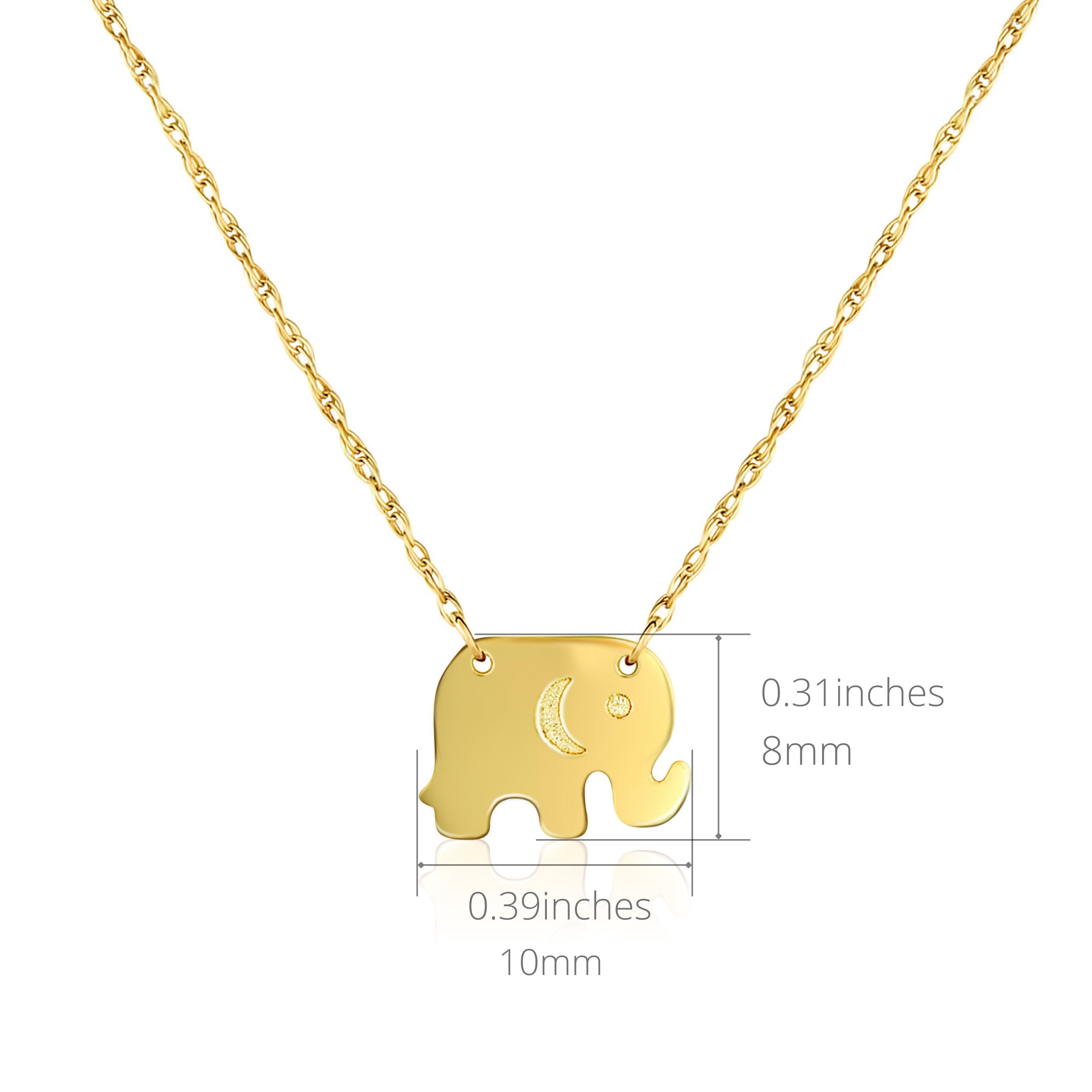 14K Solid Yellow Gold Diamond Cut Elephant Pendant Good Luck Lucky Charm good For Men And Women 0.5 Grams