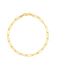 Real 14K Solid Gold Paperclip Link Chain Bracelet