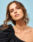 14k solid gold layered necklace