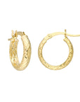10K Real Gold Hammered Hoop Earrings