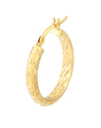 10K Real Gold Hammered Hoop Earrings
