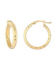10K Real Gold Hammered Hoop Earrings
