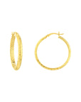10K Real Gold Hammered Hoop Earrings