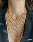 10K 14K Yellow Real Gold Square Wheat Chain Necklace