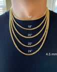 10K 14K Yellow Real Gold Square Wheat Chain Necklace