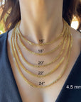 10K 14K Yellow Real Gold Square Wheat Chain Necklace
