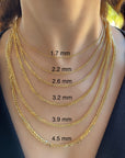 10K 14K Yellow Real Gold Square Wheat Chain Necklace