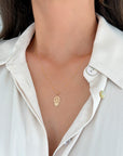 14K Solid Gold Hamsa Pendant on 0.8mm Twisted Rope Chain Necklace