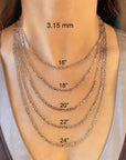 14k white gold figaro chain necklace