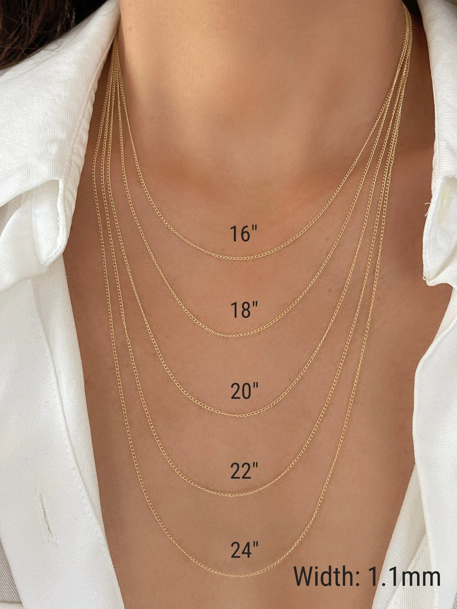 14K gold Baby Curb Chain Pendant Necklace