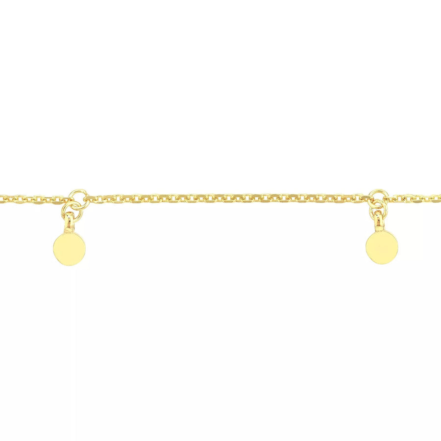 Real Gold Disc Charm Anklet Adjustable Foot Bracelet