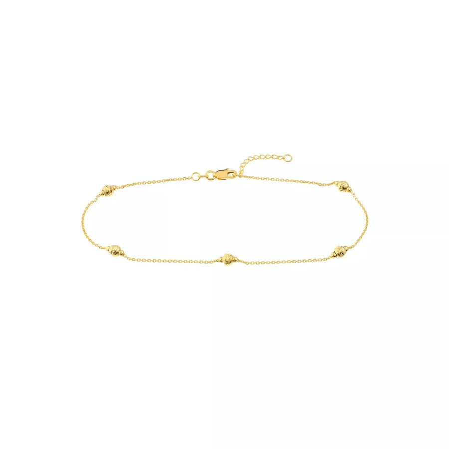 14K Solid Gold Dainty Bead Ankle Bracelet Dainty Foot Jewelry