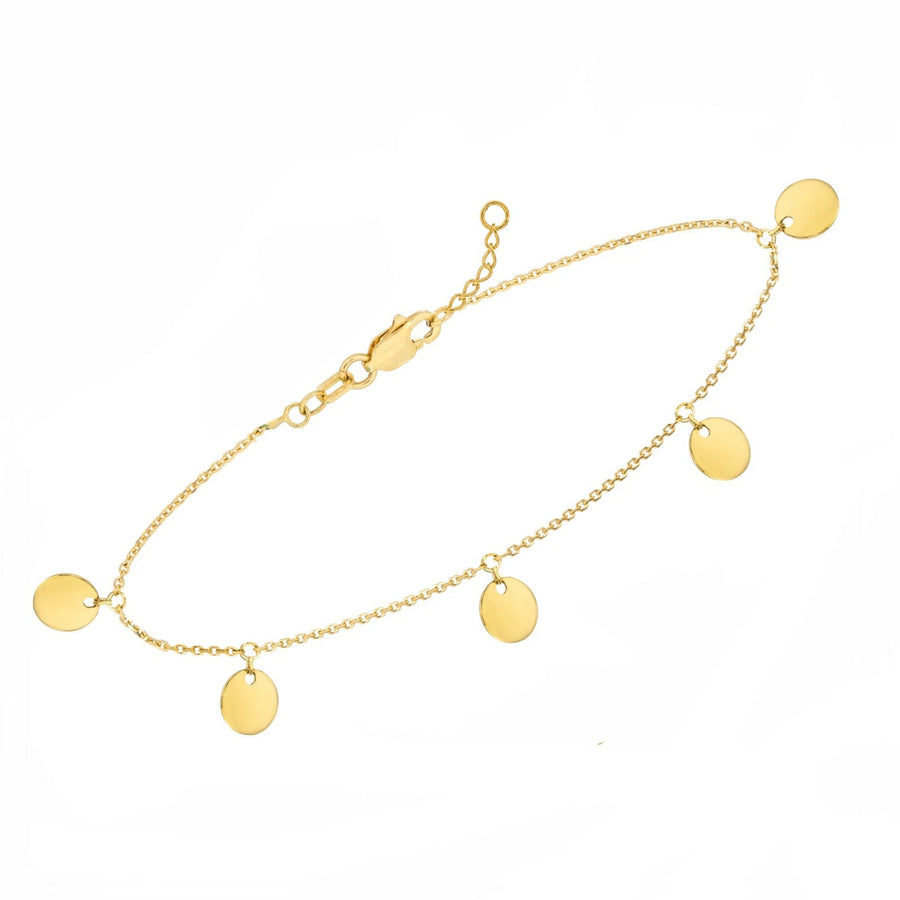 Coin charm anklet 14k yellow gold with lobster clasp