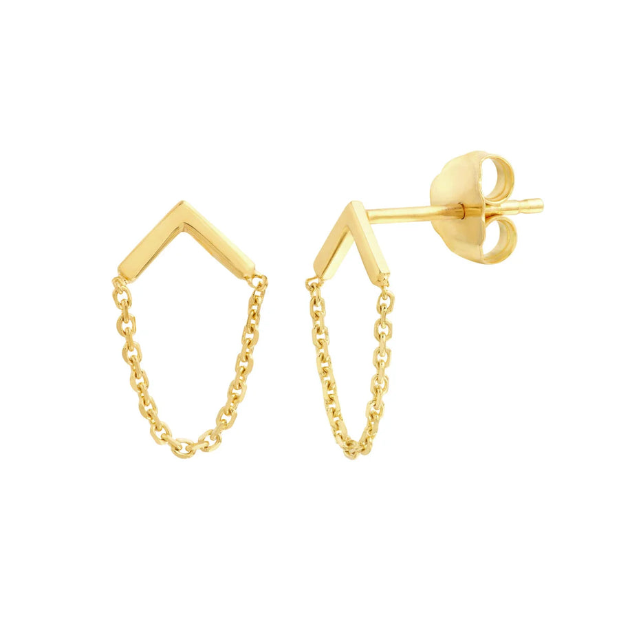 gold chain stud earrings