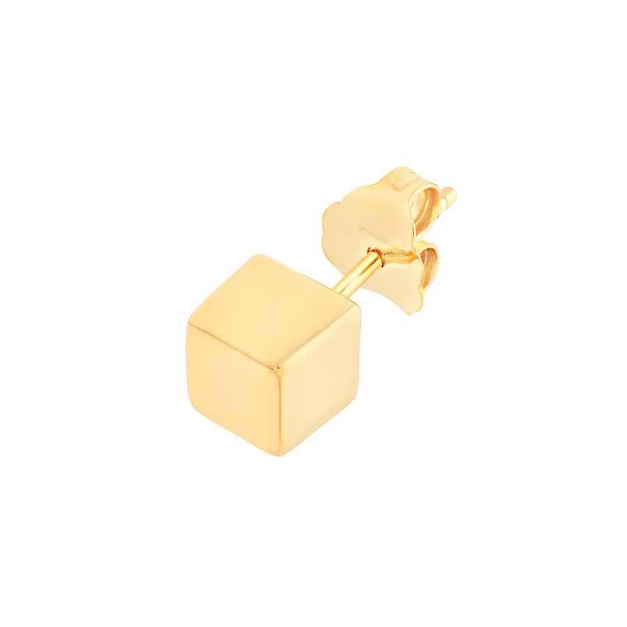 gold cube stud earrings