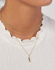 14K Solid Gold Feather Pendant Necklace for Women