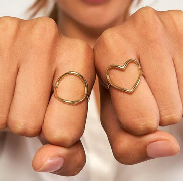 Open Heart Ring 14K Solid Yellow Gold – Large Heart Shaped Ring for Women