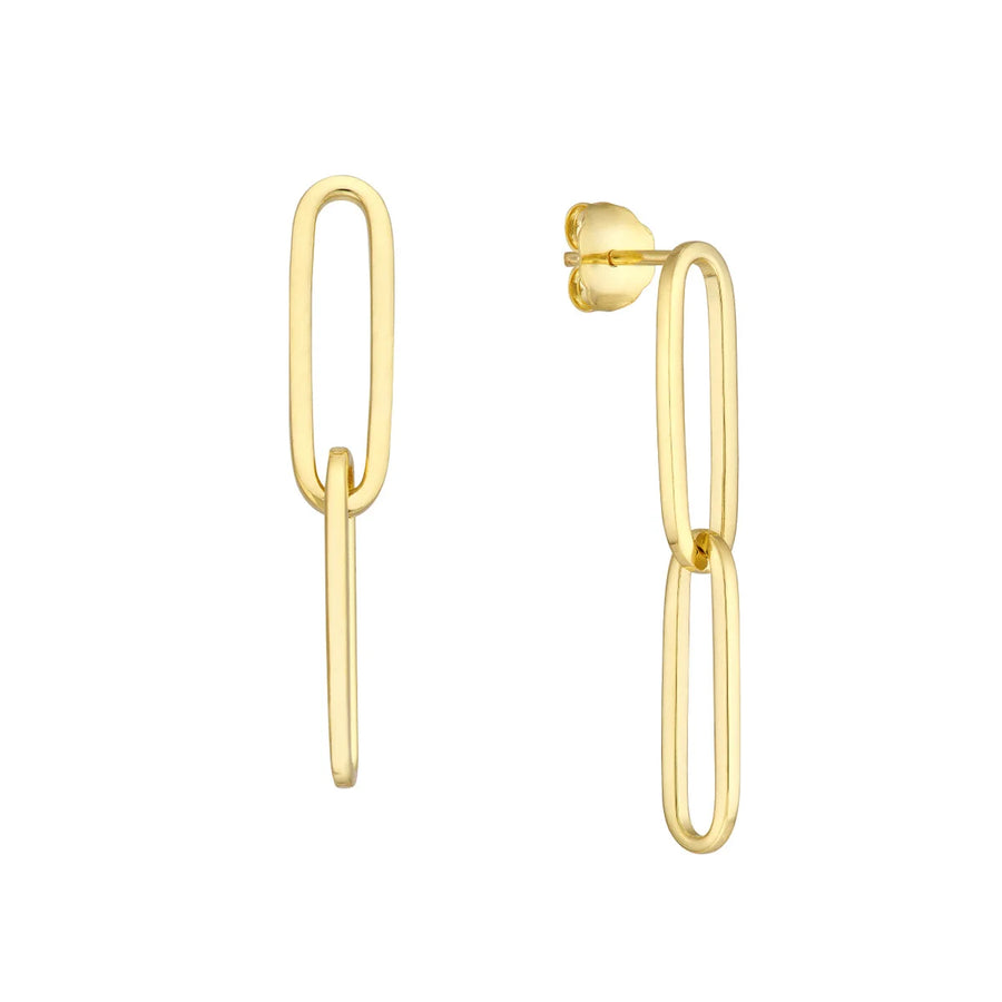 14k solid gold paperclip earrings