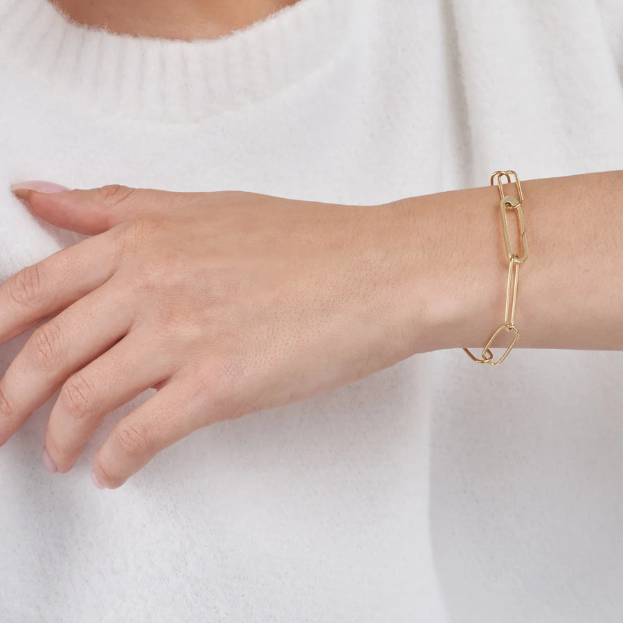 14k gold paperclip bracelet