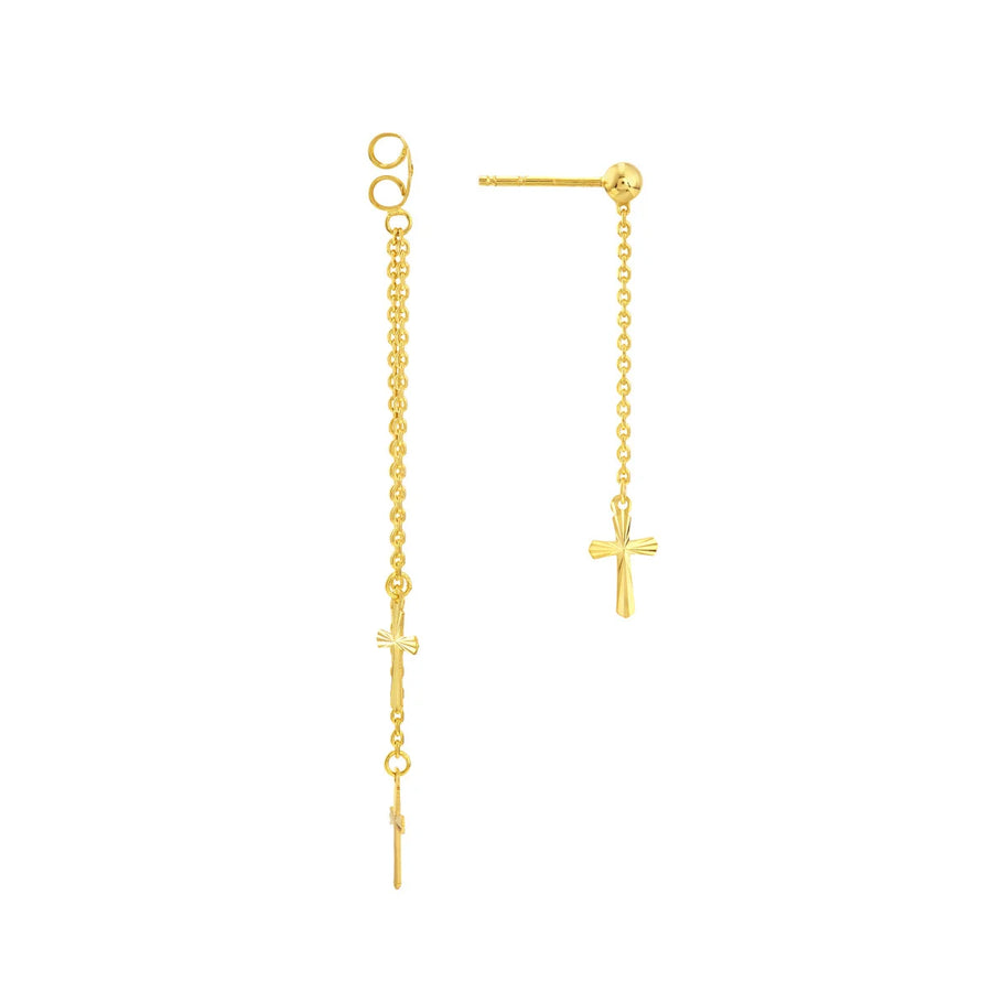 gold dangle cross earrings