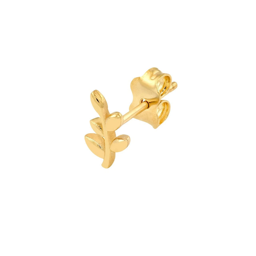 Dainty real gold branch earrings with leaf design for women