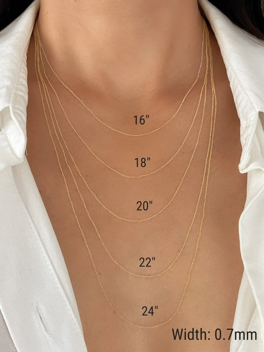 Thin Real Gold Cuban Link Chain 0.7mm