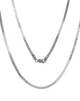14K White Real Gold Square Box Link Chain Necklace