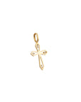 Solid Gold Geometric CZ Cross Pendant Charm