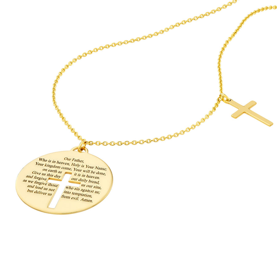 Women 14k gold lord's prayer pendant