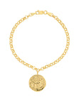 Real 14K Solid Gold Coin on Rolo Chain Bracelet