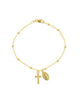 Real 14K Solid Gold Rosary Bracelet