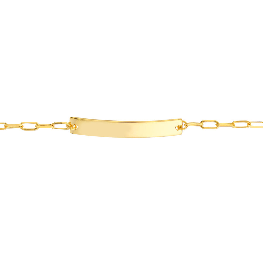 Real 14K Solid Gold Paper Clip Anklet with ID Bar