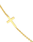 Real 14K Solid Gold Mini Cross Station Necklace