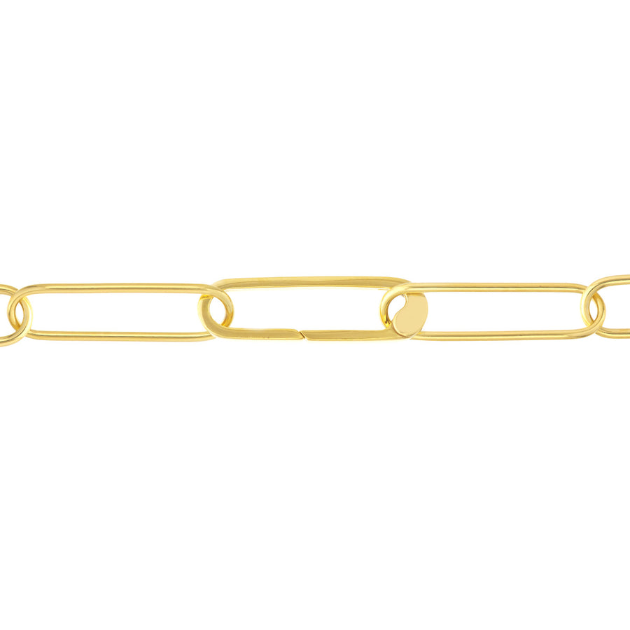 14K Solid Gold Paperclip Bracelet with Push Lock