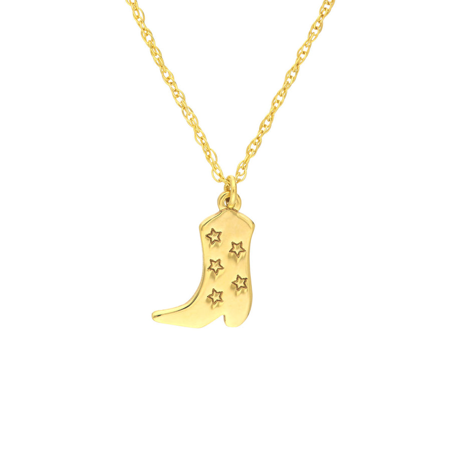 cowboy boot necklace gold