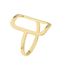 Solid 14K Real Gold Open Rectangle Ring