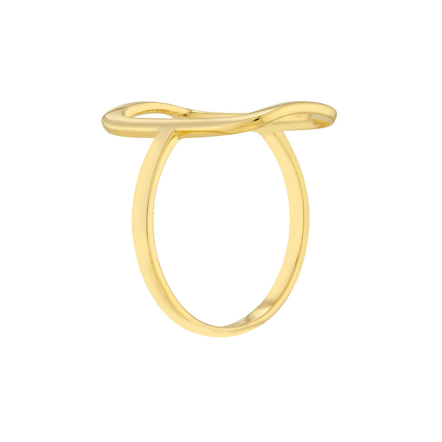 Solid 14K Real Gold Open Rectangle Ring