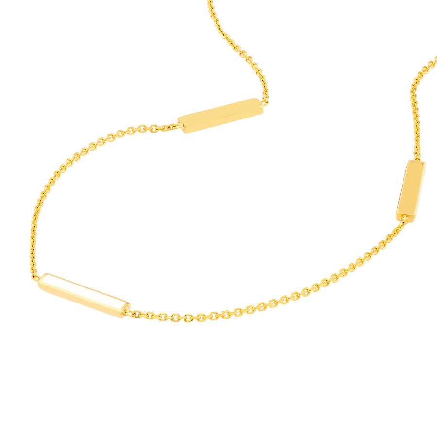 Real 14K Solid Gold Enamel Alternating Bar Anklet