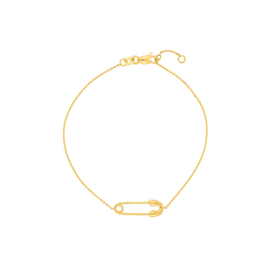 Solid 14K Real Gold Safety Pin Bracelet